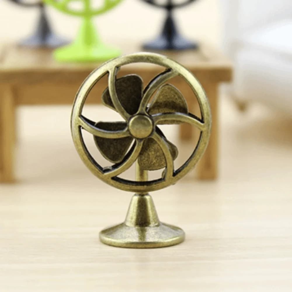 Ventilateur électrique créatif pour maison de poupée, échelle 1:12, meuble rétro Vintage, 4 pales de