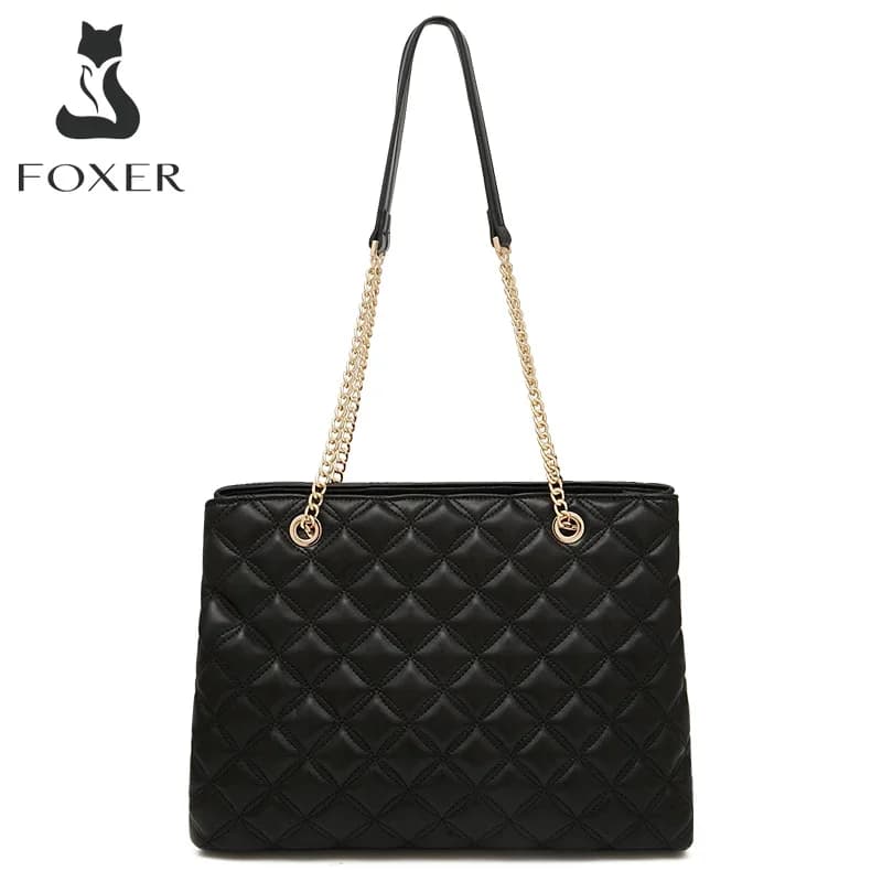 FOXER femmes mode matelassé sac à bandoulière femme classique sous les bras sac Vintage dame Simple 