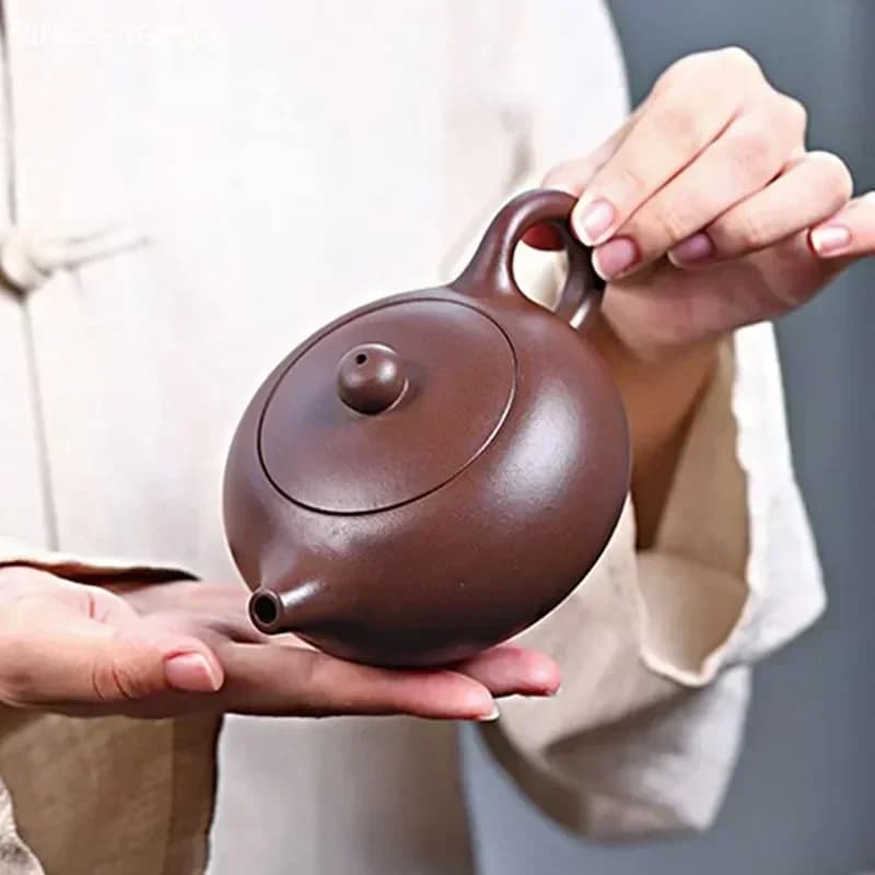 Théière chinoise en argile violette de 180ml, filtre à trou de boule de minerai brut, infuseur à thé
