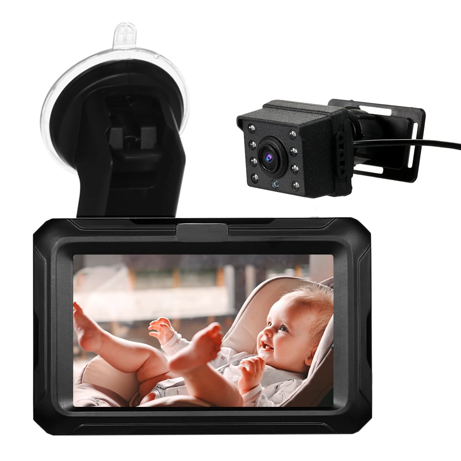 Moniteur de voiture pour bébé avec caméra, miroir de voiture pour bébé, écran IPS 4.3 en effet, fonc
