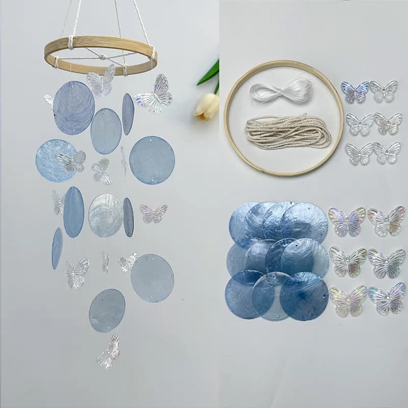 Carillons éoliens en coquillage papillon, attrape-rêves suspendu pour jardin, extérieur, intérieur, 