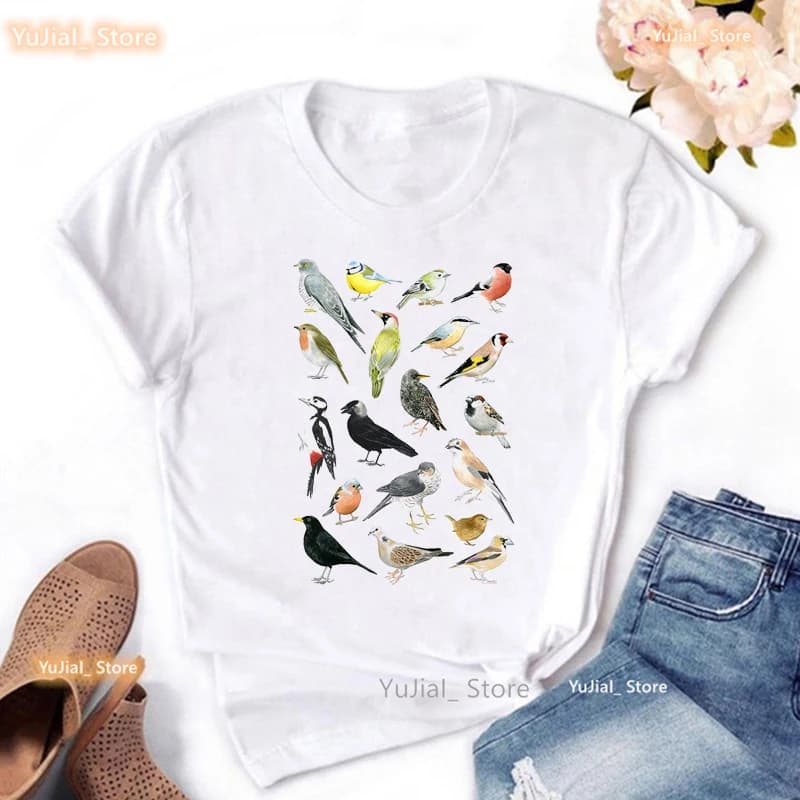 Calopsitte perroquet imprimé T-Shirt femmes vêtements 2024 race d'oiseau T-Shirt filles Harajuku Kaw