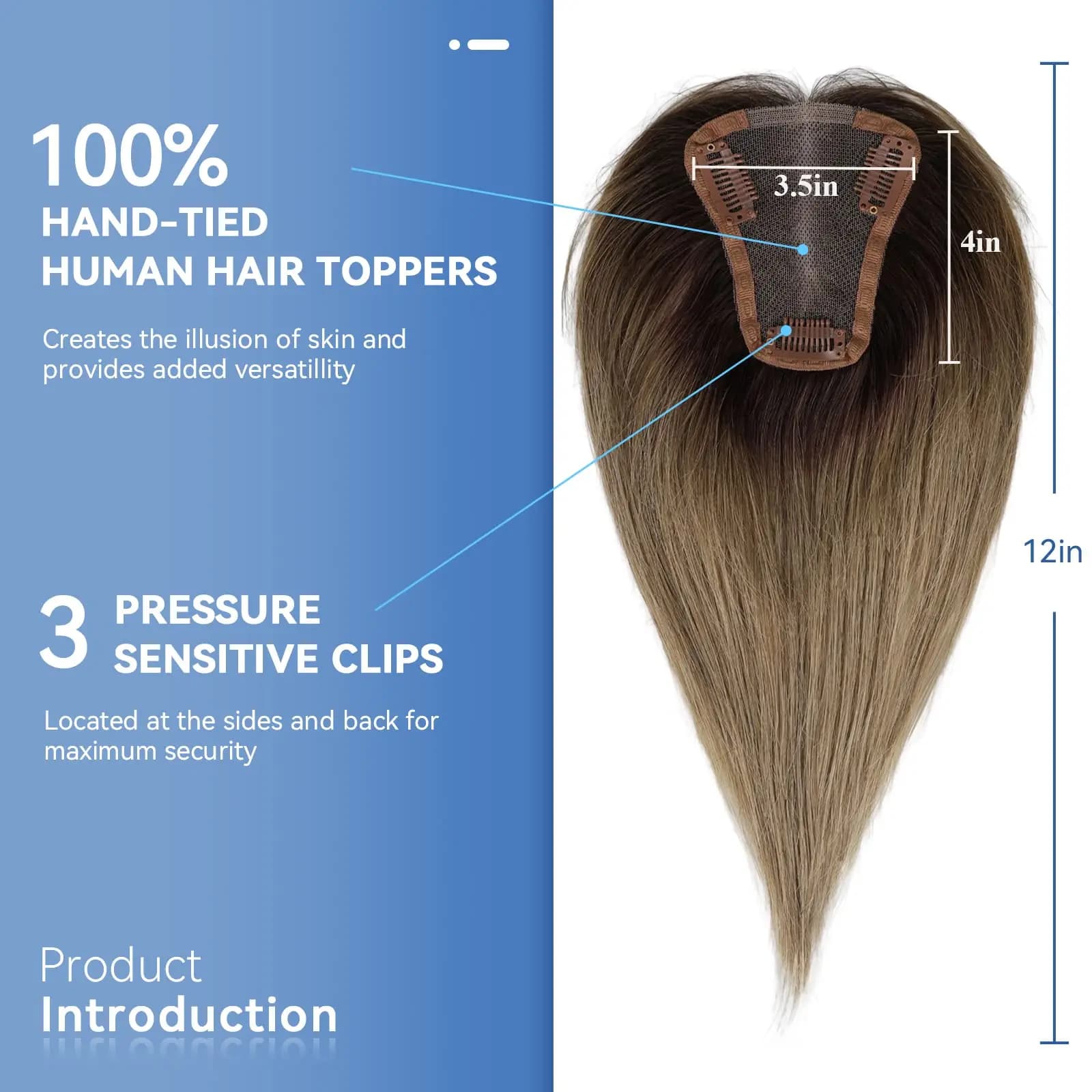Toppers de cheveux 100% naturels Remy, gris ombré, blond cendré, pour femmes, perte de cheveux, Base