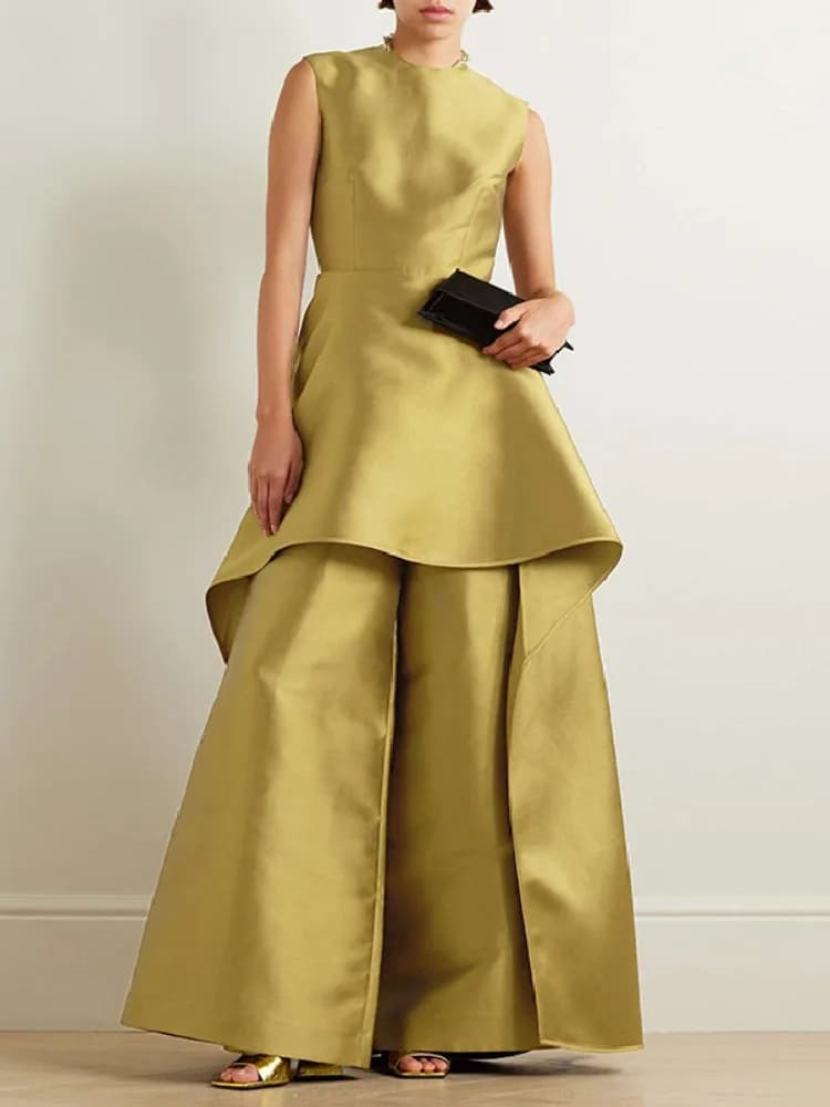 Missuoo 2025 nouvelle robe de soirée pour femmes combinaison col rond sans manches a-ligne pantalon 