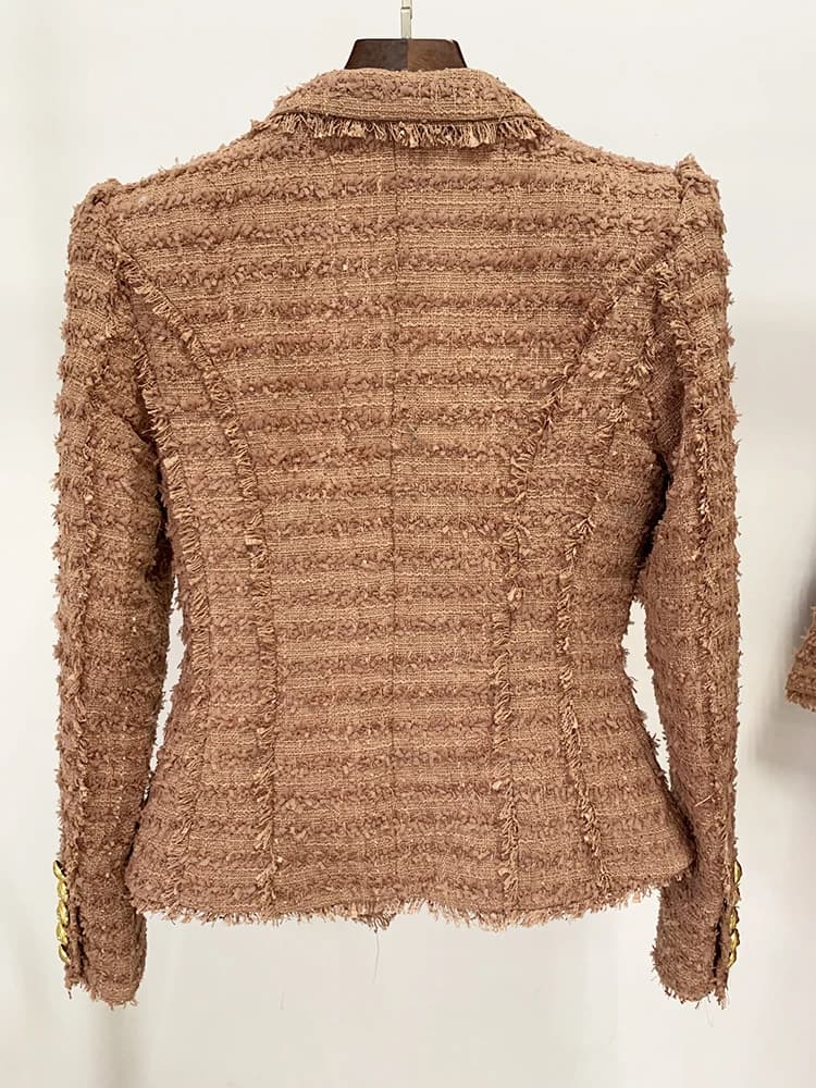 HIGH STREET Nouveauté 2026 A/W Blazer en tweed pour femme, style designer, classique, avec boutons l