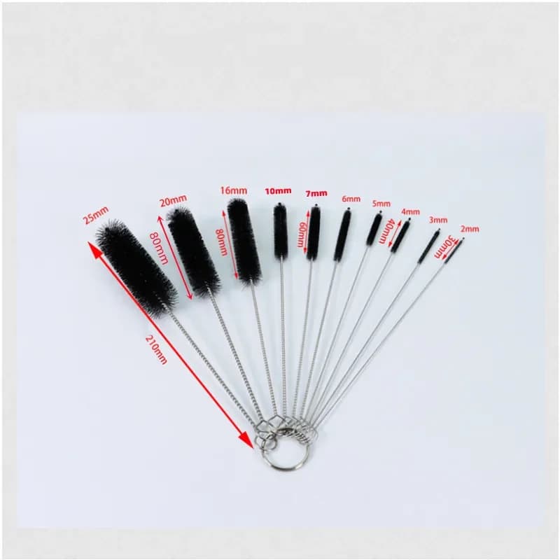 Ensemble de 10 brosses à cheveux souples en acier inoxydable, Tube à essai, brosse à biberon multifo