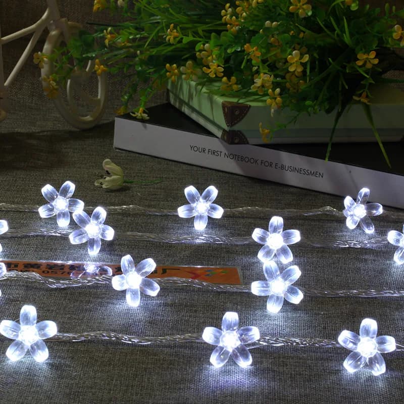 Guirlande lumineuse féerique à piles, 1 pièce, 10/20/30/40 LED, lumières en fleurs de cerisier pour 
