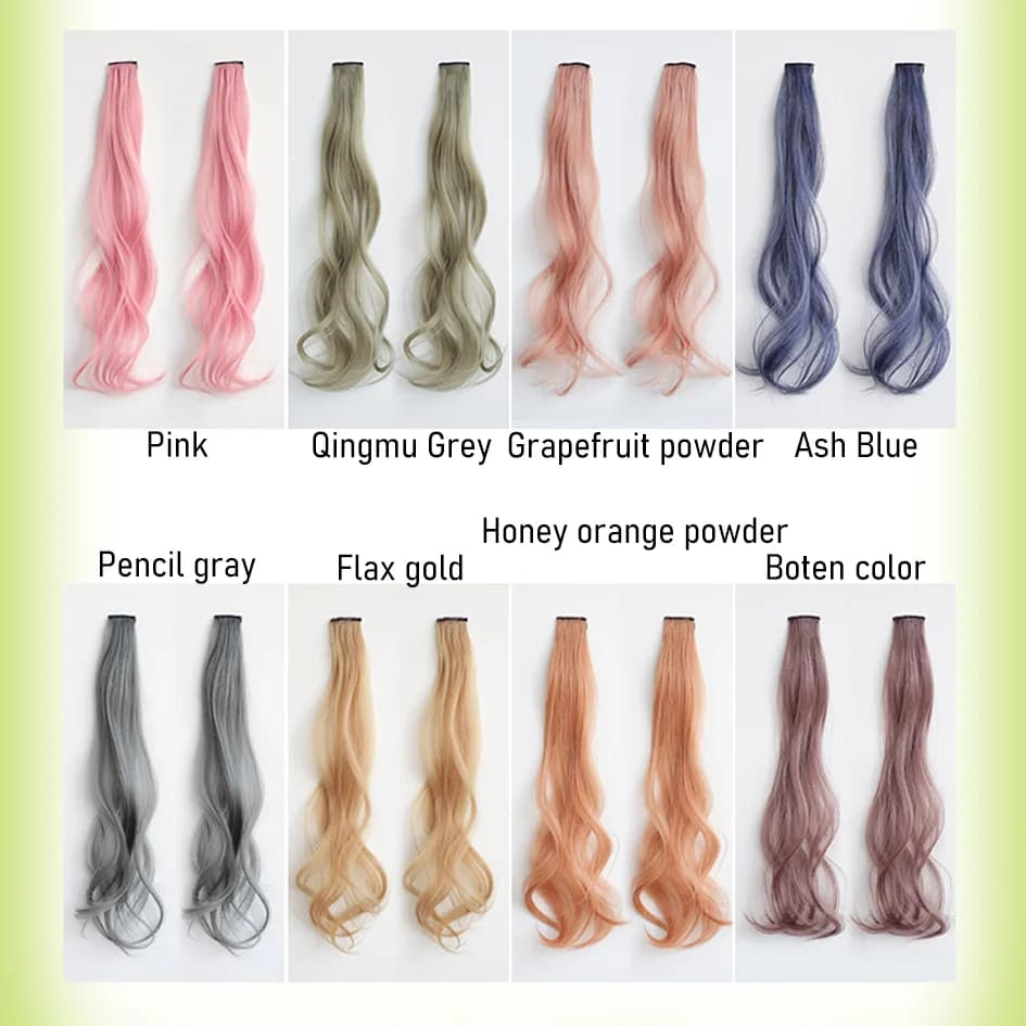 Extensions de cheveux synthétiques bouclés colorés 2 pièces/ensemble 50cm/60cm, vague d'eau rose/ble