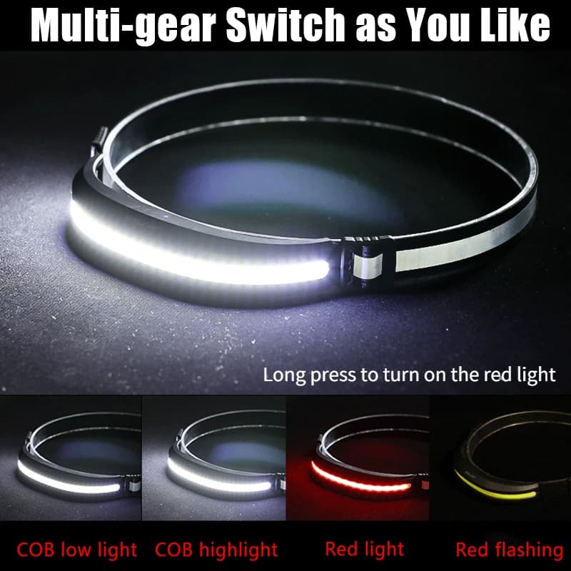 LX300 COB lampe frontale de course Source de lumière rouge blanc phare LED USB C lampe de poche Rech