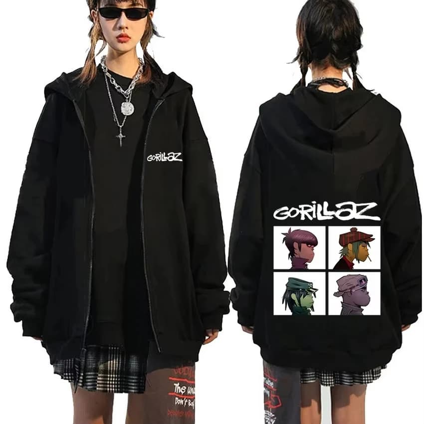 Rock Band Gorillaz Demon Days Album graphique sweat à capuche avec fermeture éclair hommes femmes Hi