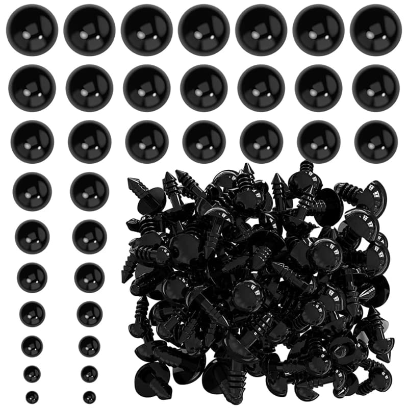 Yeux de sécurité en plastique noir pour jouets Amigurumi, kit de bricolage, artisanat TeddyBear, acc