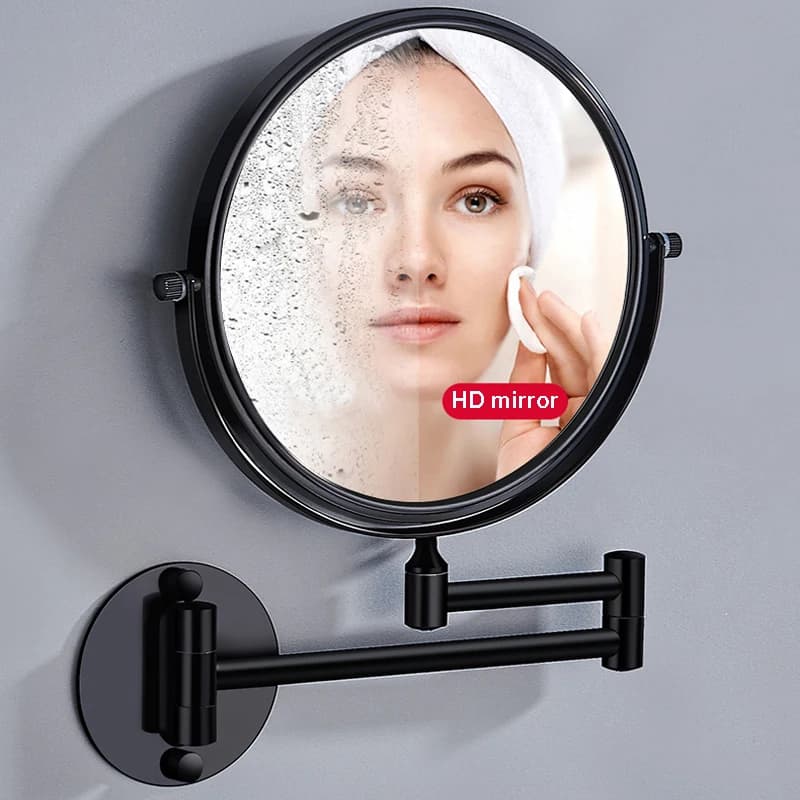 Miroir Circulaire Double Face Rétractable avec Cadre localité ou Noir, Rotation Résistante à 360 °, 