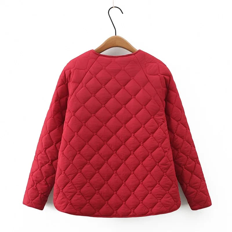 Parkas minces à manches Leurs lan simples pour femmes, manteau rembourré Argyle, veste matelassurera