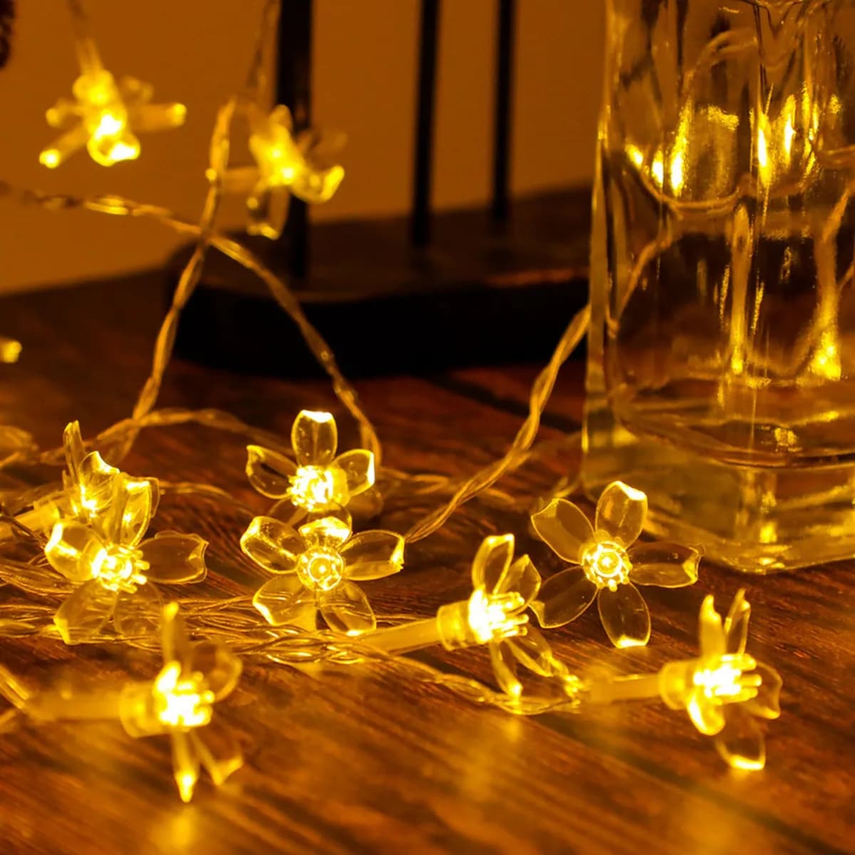 Guirlande lumineuse féerique à piles, 1 pièce, 10/20/30/40 LED, lumières en fleurs de cerisier pour 