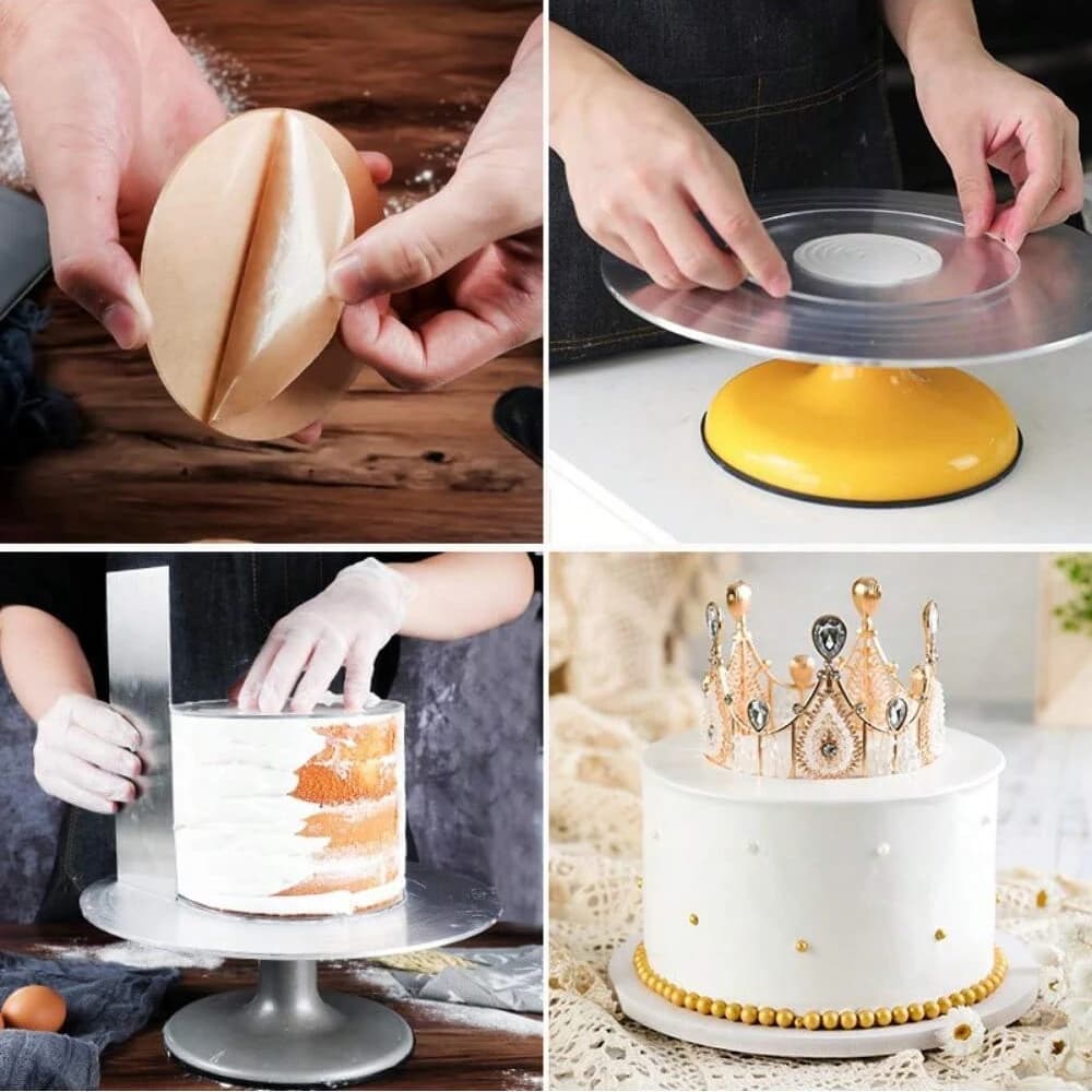 Disque à Gâteau à Bord Rond, Support de Cuisson en Acrylique, Antiadhésif, Réutilisable, 2 Pièces