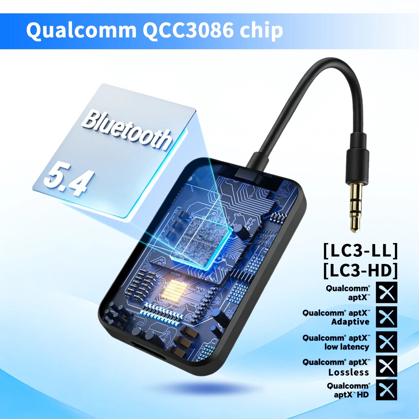 LE Audio Bluetooth 5.4 adaptateur émetteur Audio pour casques TV avec AptxLossless Auracast LC3 pour