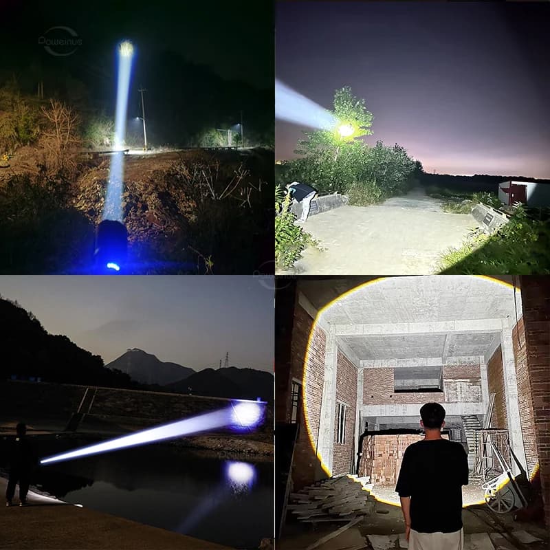 Lampe torche tactique LED Ultra puissante, Rechargeable, éclairage 2000M, haute puissance, lanterne 