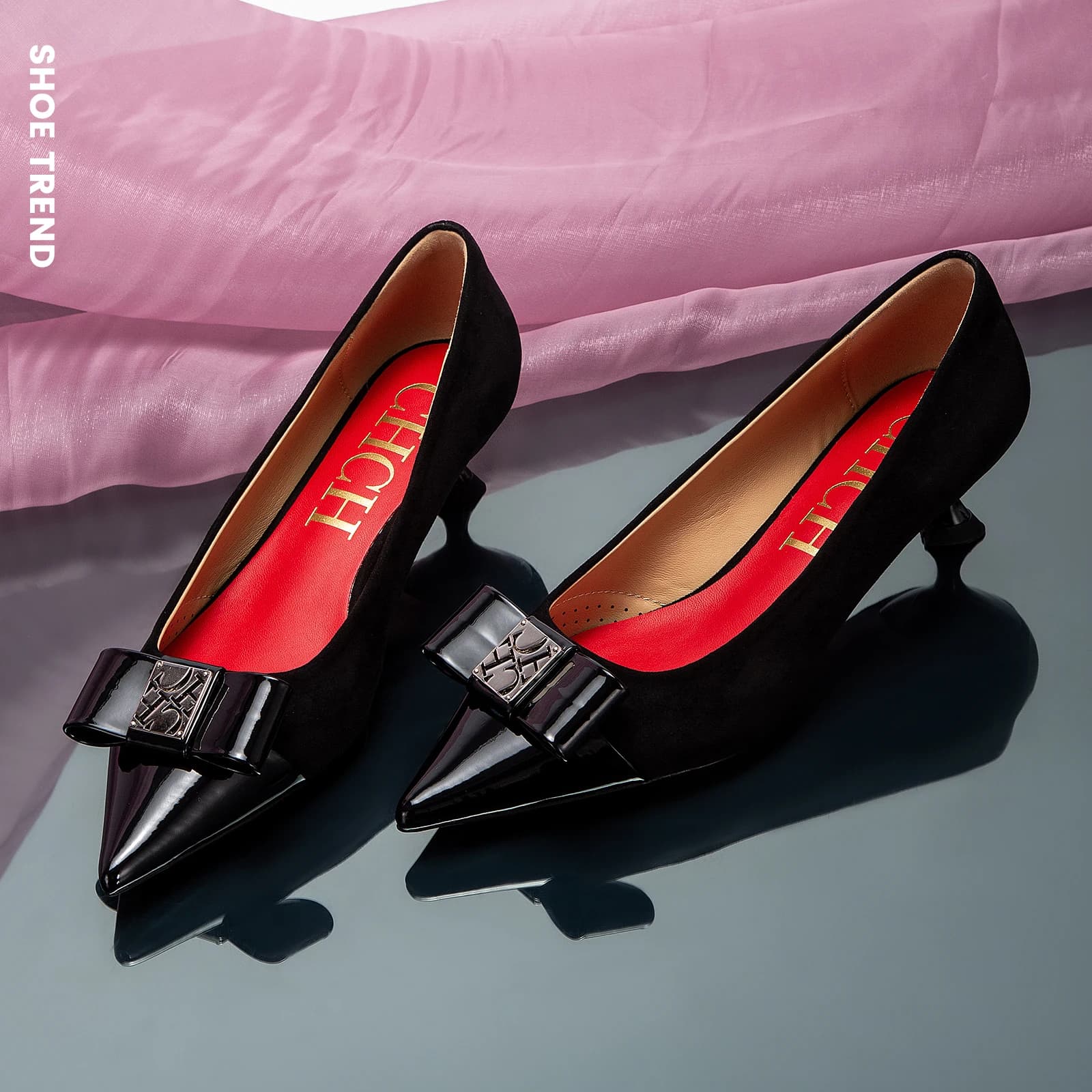 CHCH femmes talons hauts hiver Anti velours chaussures pour femmes dîner d'affaires talons noirs 5 c