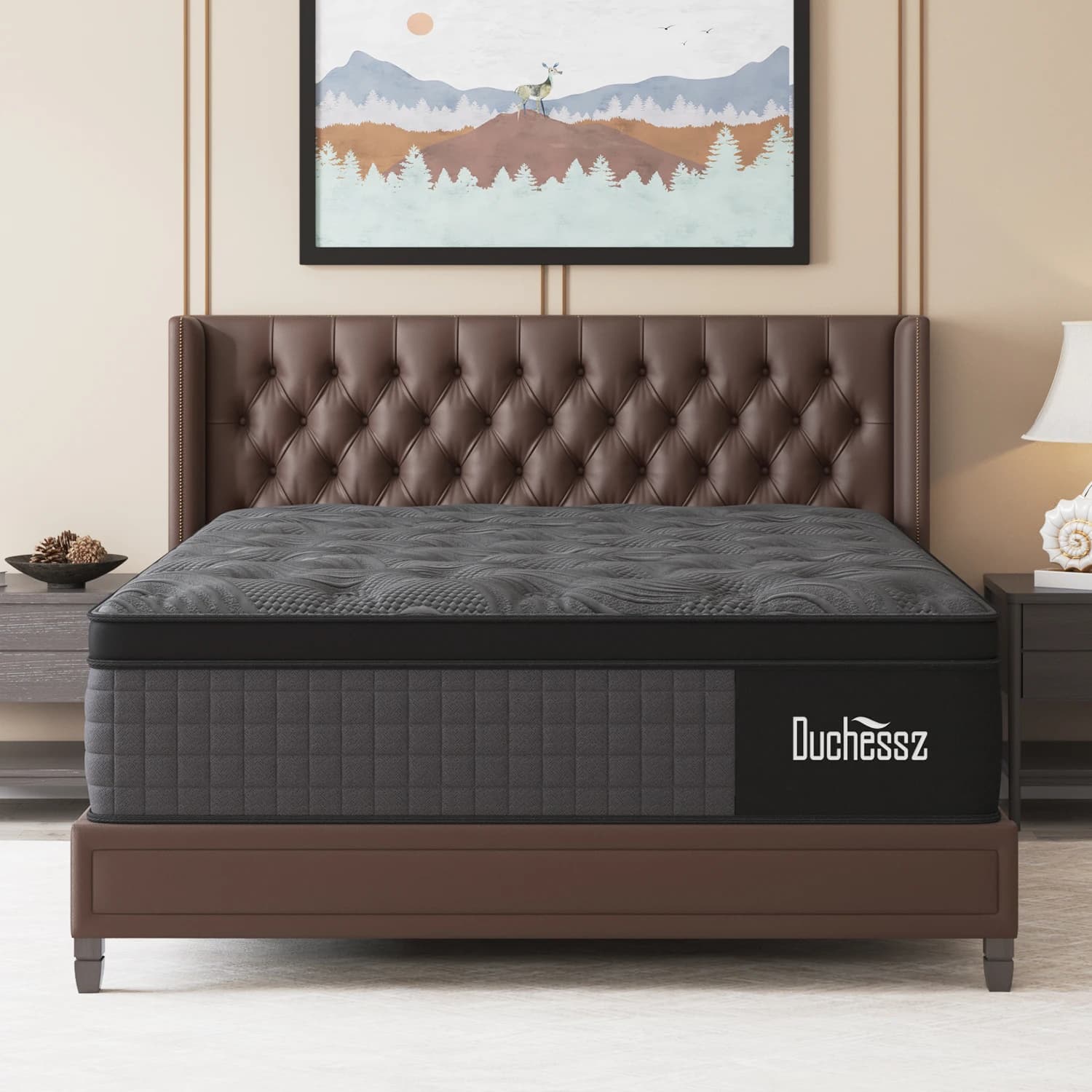 Matelas double King Queen Size 14 pouces dans une boîte, mousse à mémoire de forme hybride à ressort
