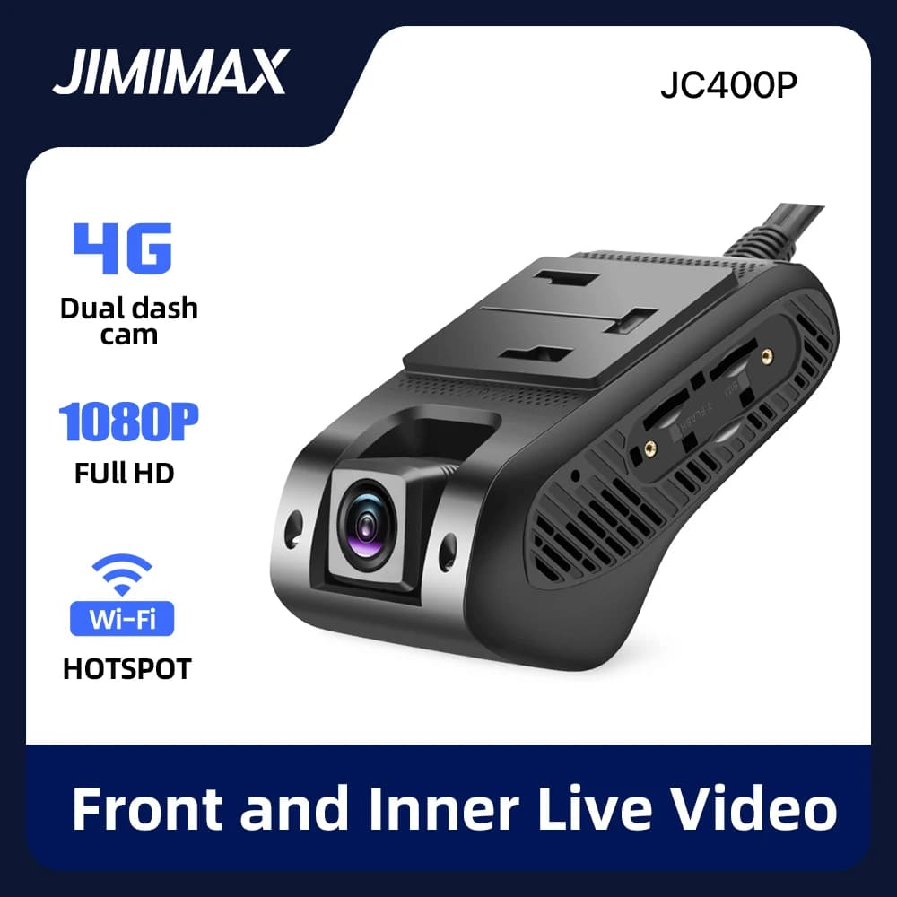 Jimimax JC400P 4G double DashCam caméra de voiture en direct Wifi Hotspot flux vidéo coupure enregis