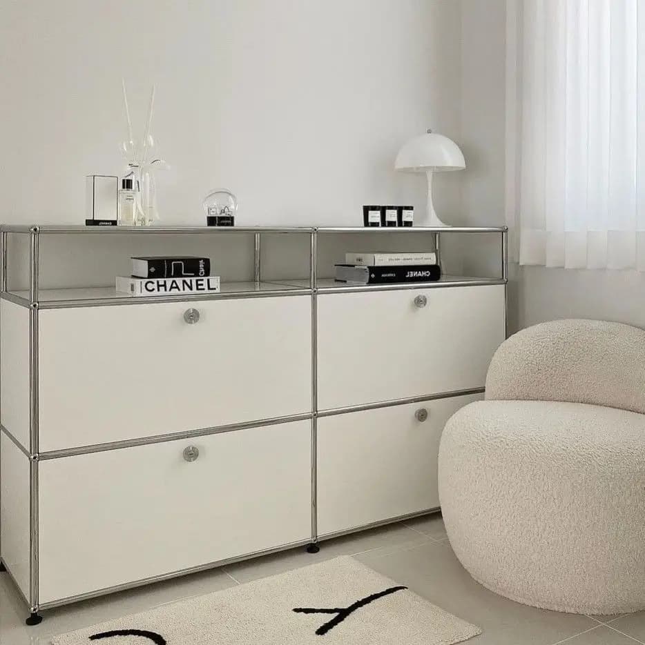 Buffet à Module Vintage, meuble de rangement pour salon, chambre à coucher en bois, cadre métallique