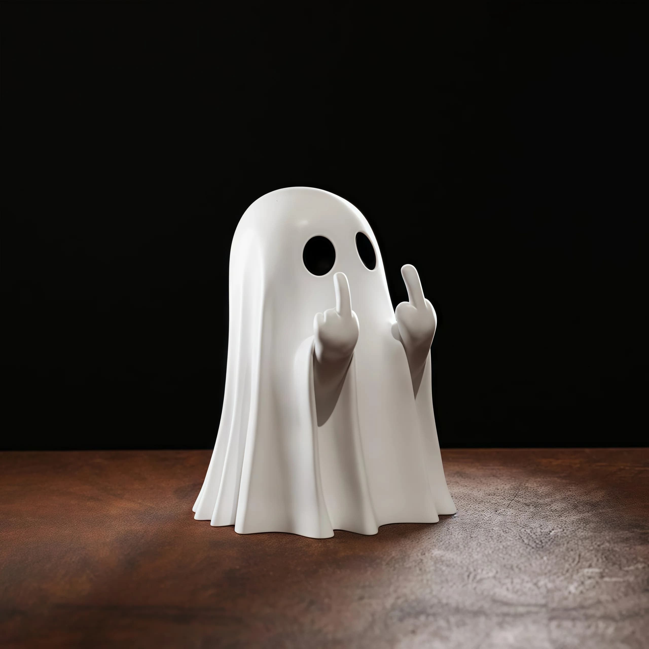 Statue fantôme mignonne au doigt du milieu, petite décoration d'halloween pour la maison, pièce maît