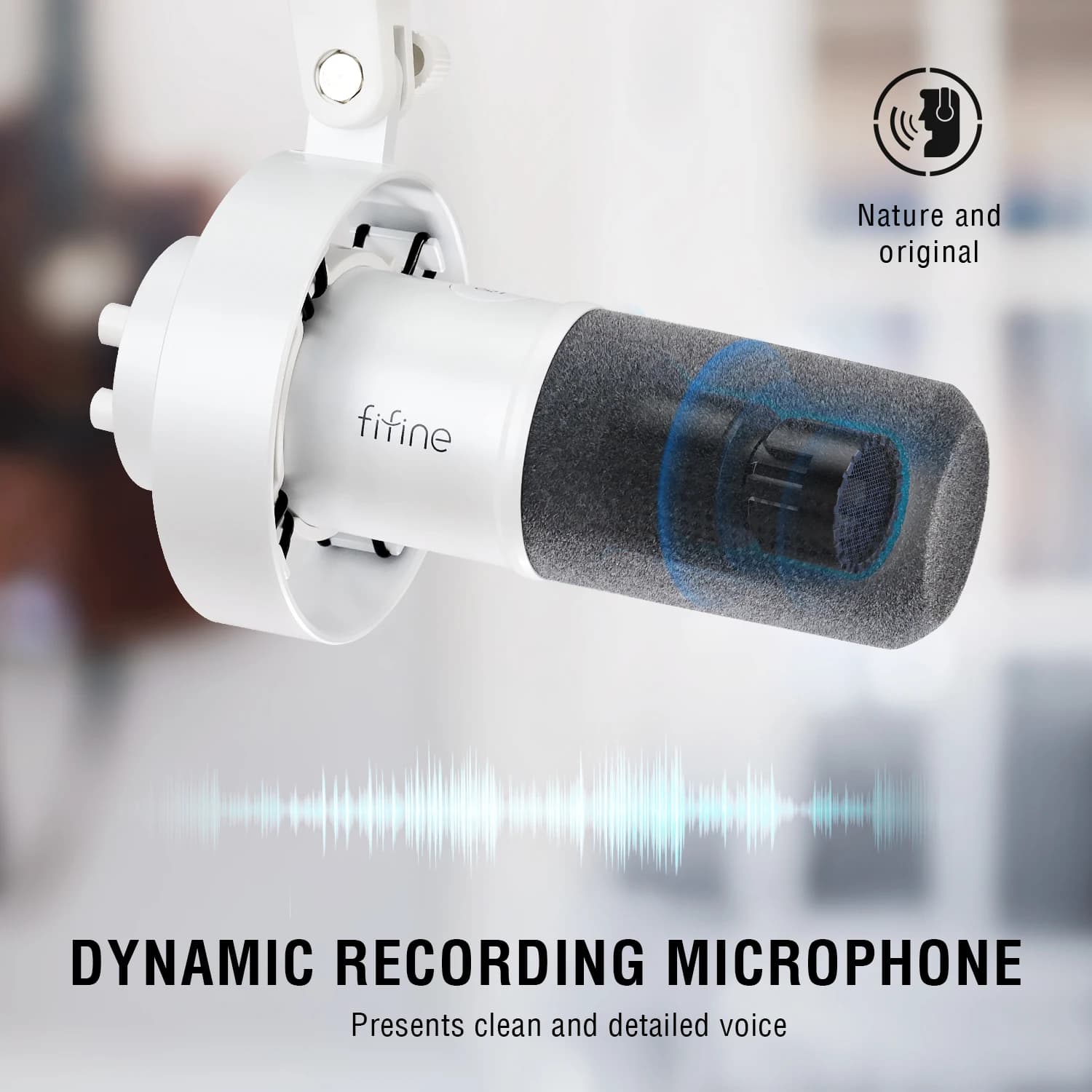 FIFINE Microphone USB/XLR dynamique avec bouton de Gain/tactile-muet/prise casque, micro d'enregistr