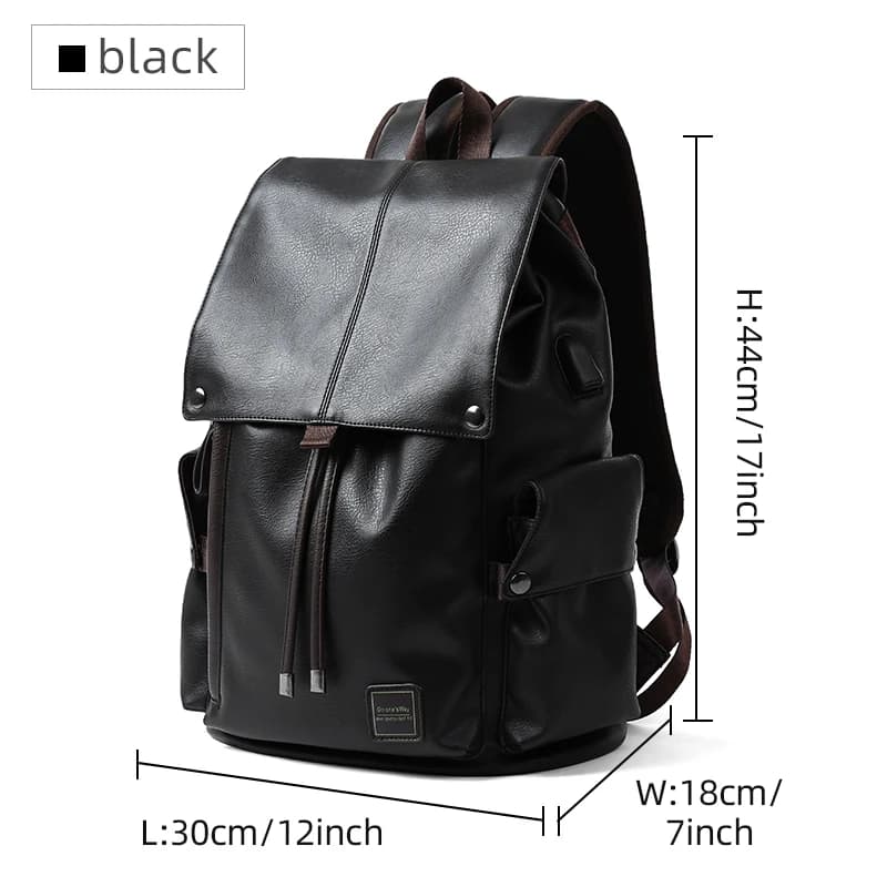 MOYYI grand sac à dos de voyage en cuir étanche à rabat hommes femmes adolescents collège étudiant s