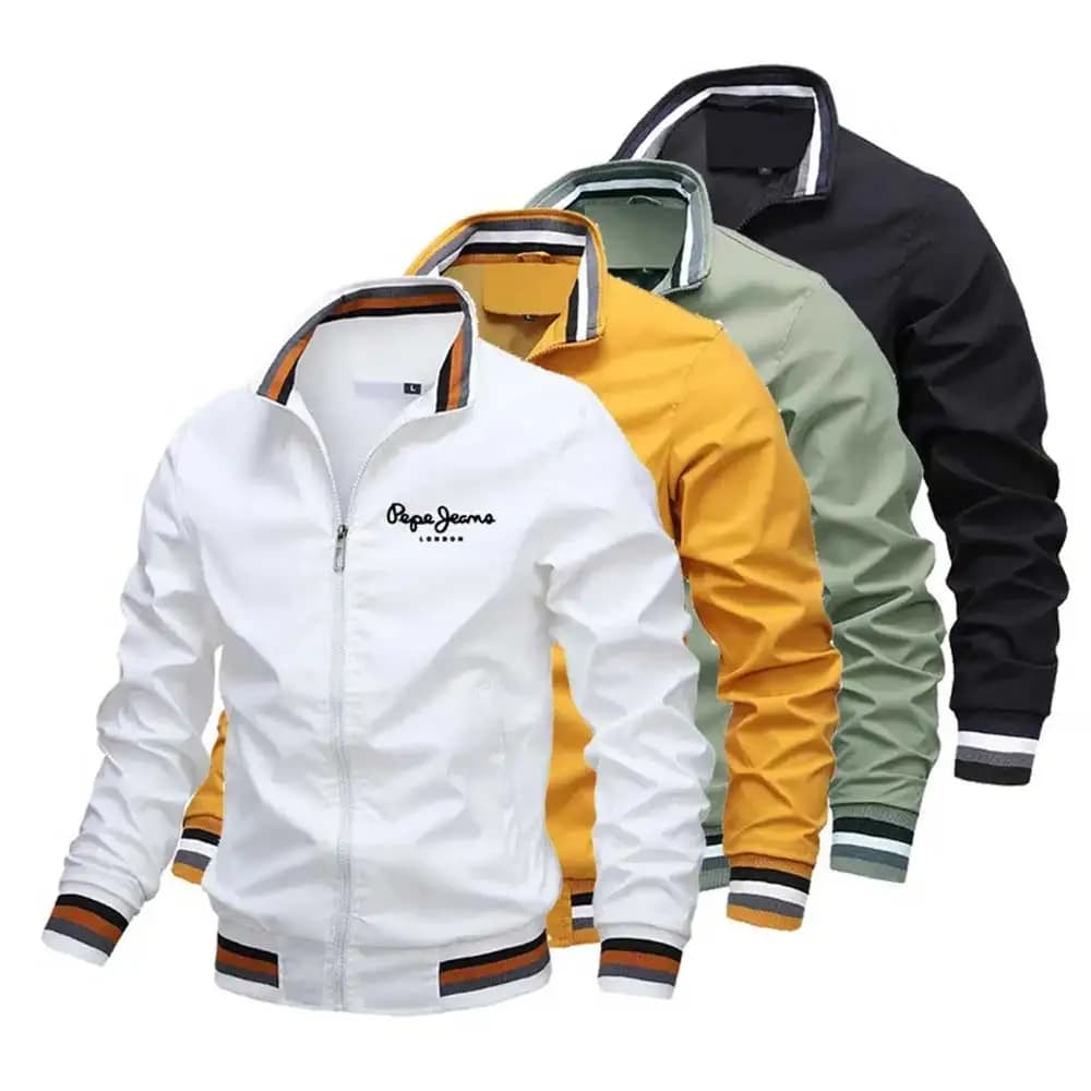 Nouvelle veste décontractée à col montant pour homme, printemps et automne, fermeture éclair, veste 