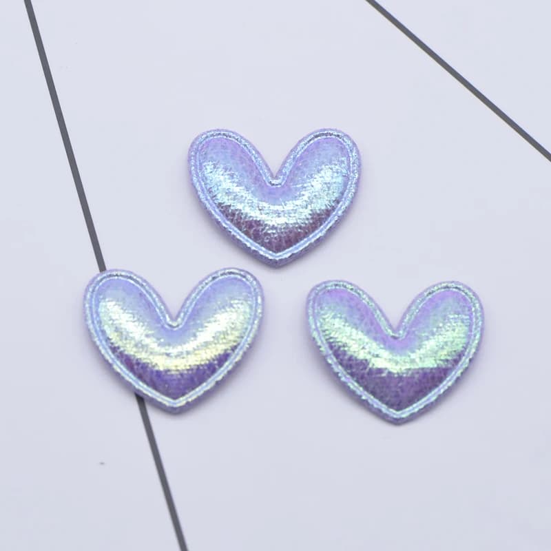 100 pièces de patchs en cuir brillant rembourrés en forme de cœur de 25*22mm, appliques pour vêtemen