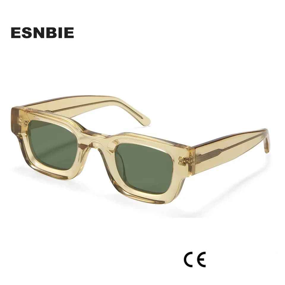 Rhevis marque Design fait à la main acétate épais Rectangle lunettes de soleil pour hommes gros carr