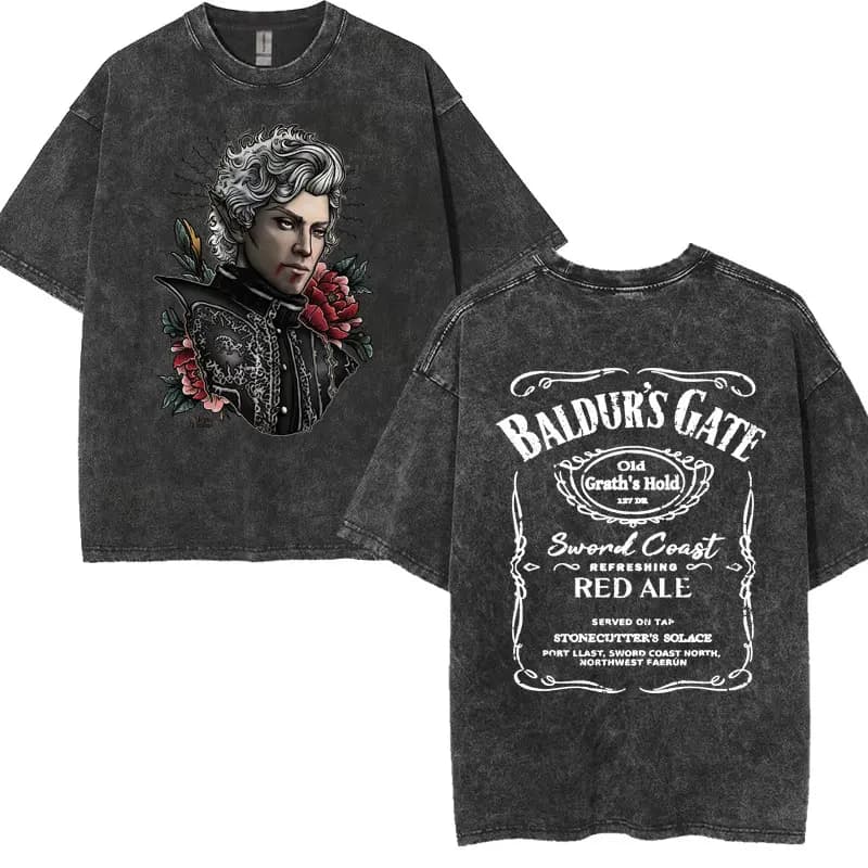 Limité Astarion l'elfe pâle T-shirts Baldurs Gate 3 fille dîner Vintage lavé t-shirt hommes femmes d