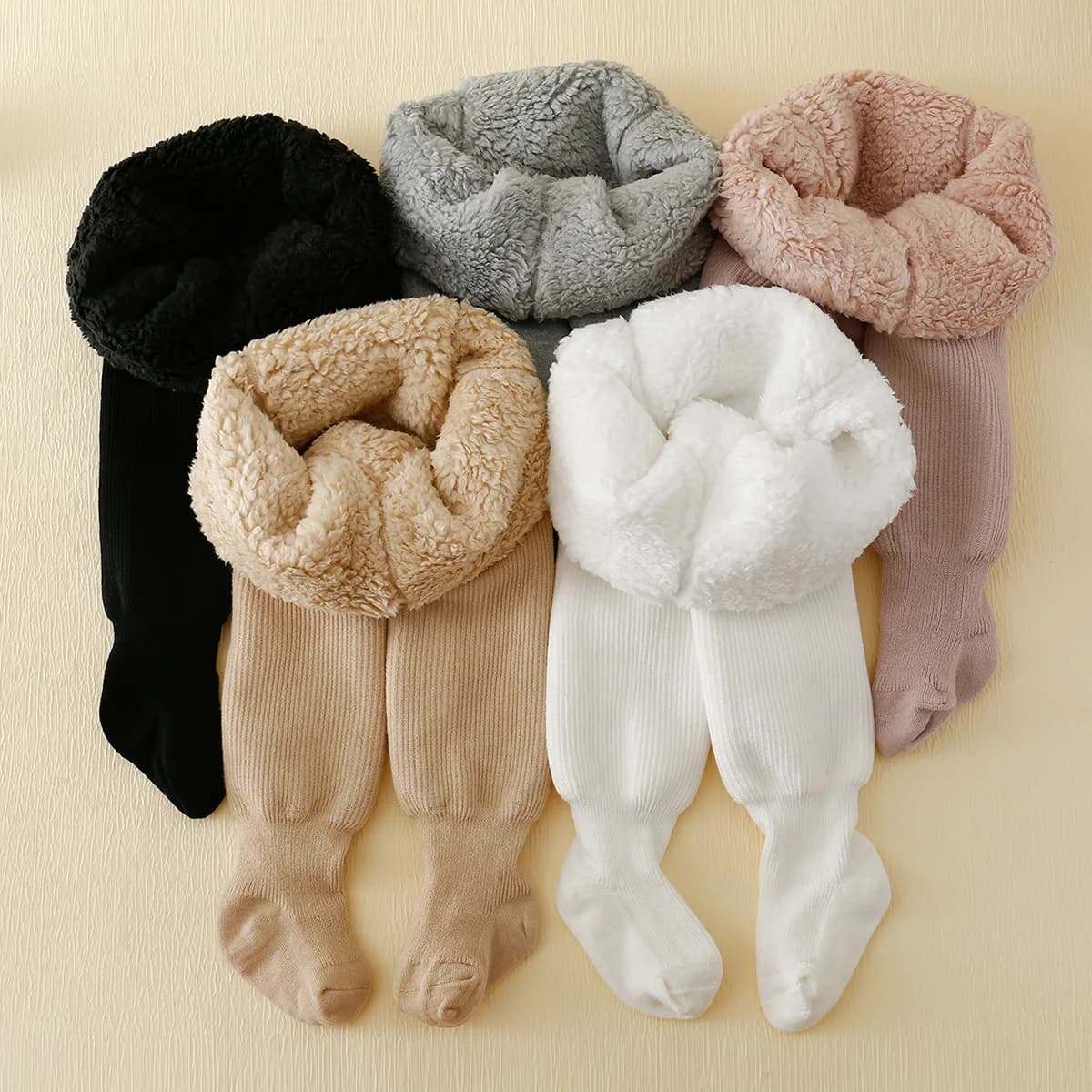 Leggings doublés de rayures Polar Smile pour bébé fille, collants chauds en coton épais, garde au ch
