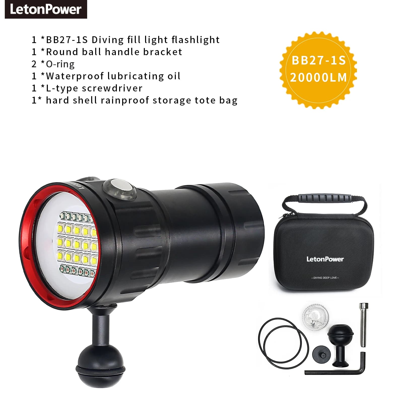 Lampe de photographie professionnelle sous-marine à 27 LED, 20000Lumens, lampe de poche de plongée, 