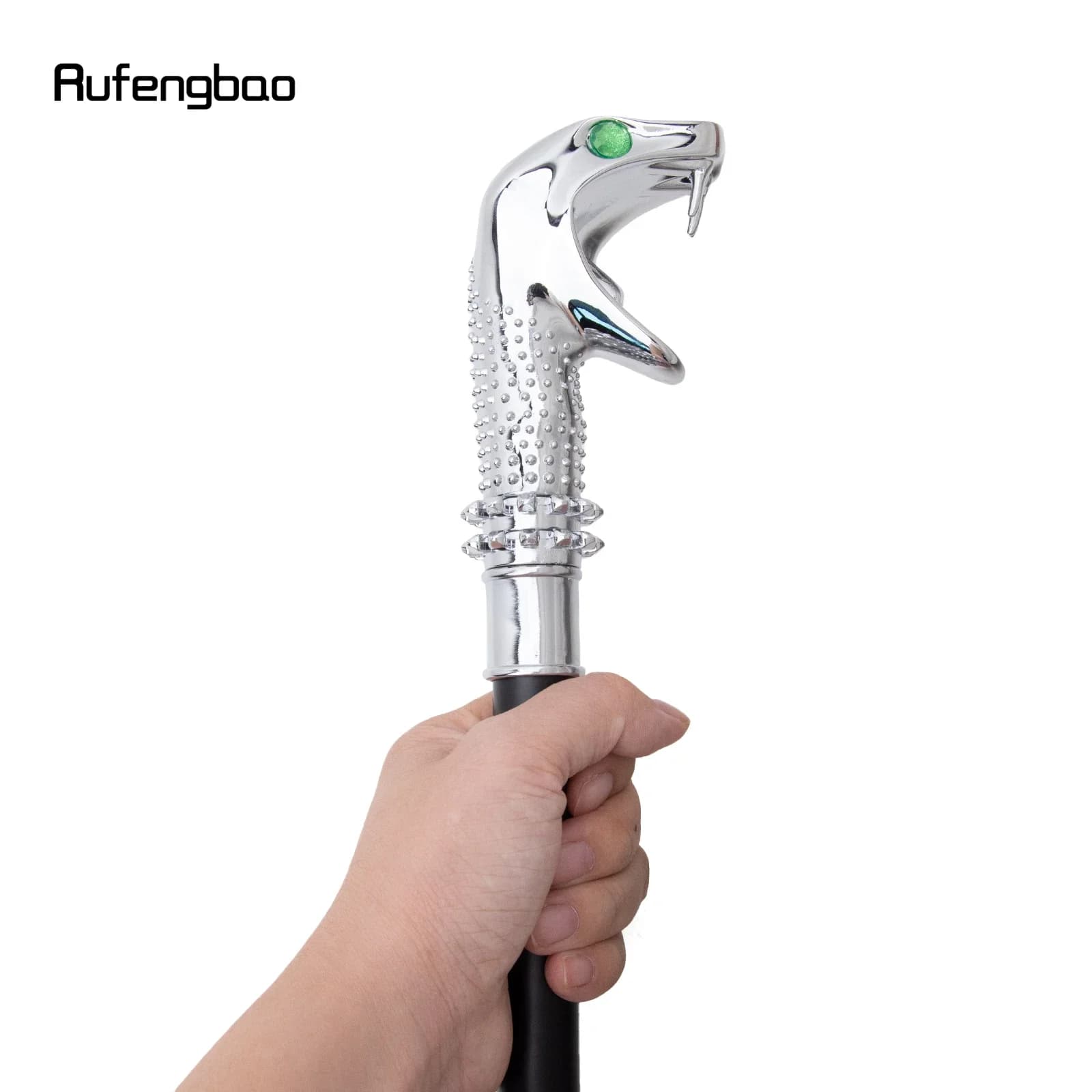 Blanc luxe serpent Cobra yeux verts mode bâton de marche fête décorative canne de marche élégant Cro