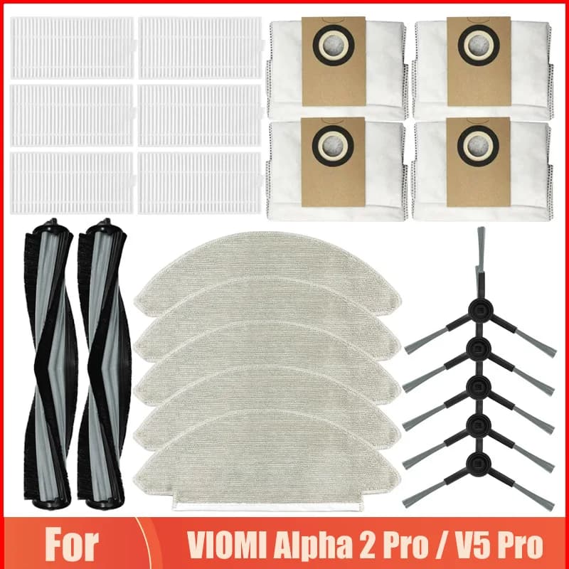 Pièces de rechange pour aspirateur robot Viomi Alpha 2 Pro / V5 Pro, brosse à rouleau, sac à poussiè
