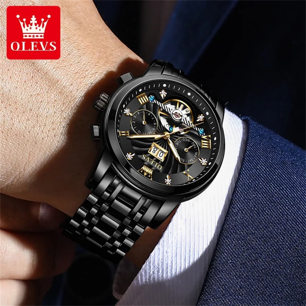 OLEVS classique hommes montres Tourbillon multi-fonction entièrement automatique hommes montre haut 