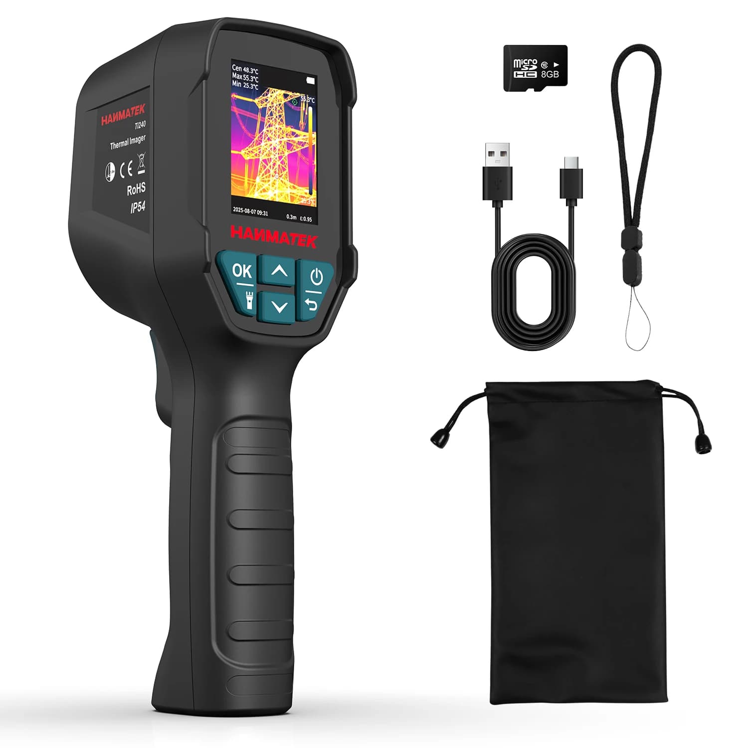 Hanmatek caméra thermique Photo enregistrements vidéo stockage imagerie thermique portable 25HZ rafr