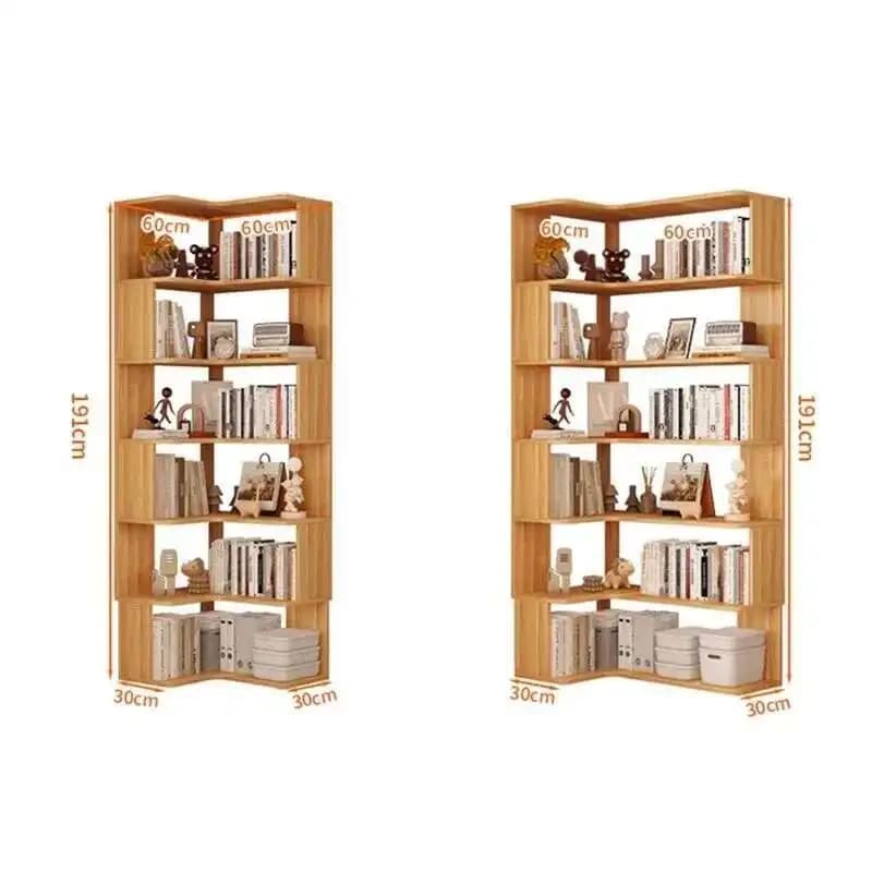 Bibliothèques multicouches modernes pour l'étude, bibliothèque de rangement d'angle en bois massif, 