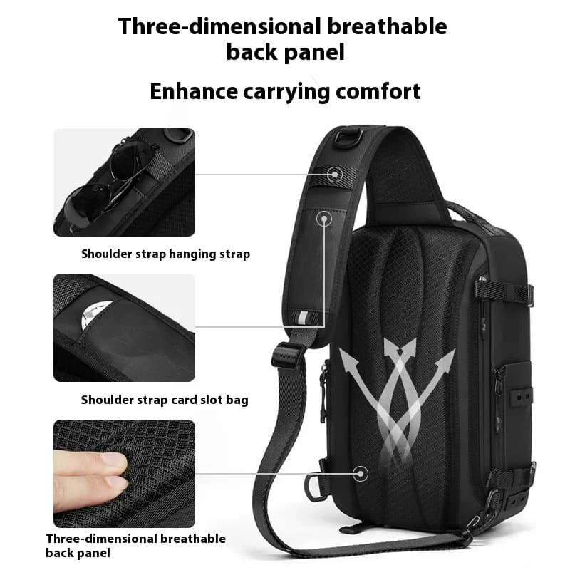 Sac à bandoulière croisé pour hommes, sac de poitrine étanche, sacoche de taille tactique avec ferme