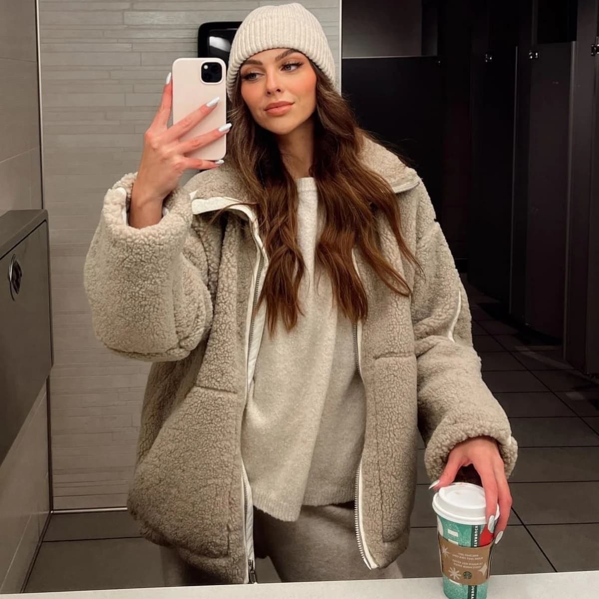 Manteau long surdimensionné ours en peluche pour femme, veste d'hiver en fausse fourrure, haut à man