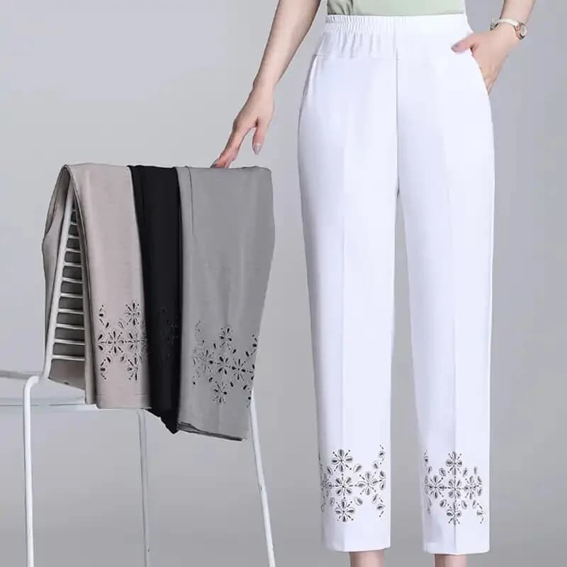 Femmes Pantalon D'été 2022 Nouvelle Mode Taille Haute artificiel astique Pantalon Décontracté D'âge 