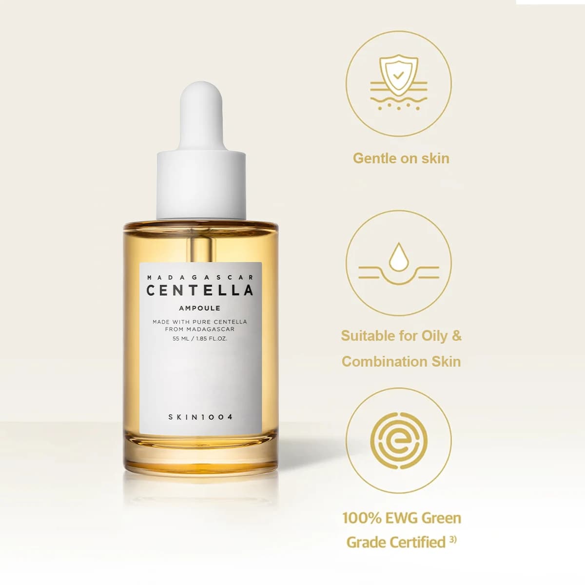 SKIN1004 Ampoule à la Centella de Madagascar 55ml, apaisante et régénérante, calme les rougeurs, lég
