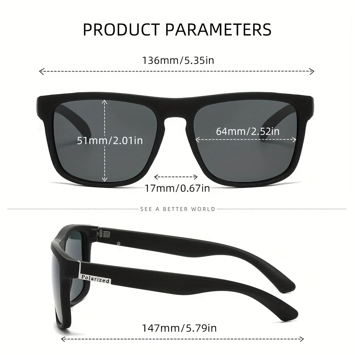 Lunettes de soleil polarisées carrées, 7 paires, Anti-éblouissement, pour fête d'été, vacances, voya