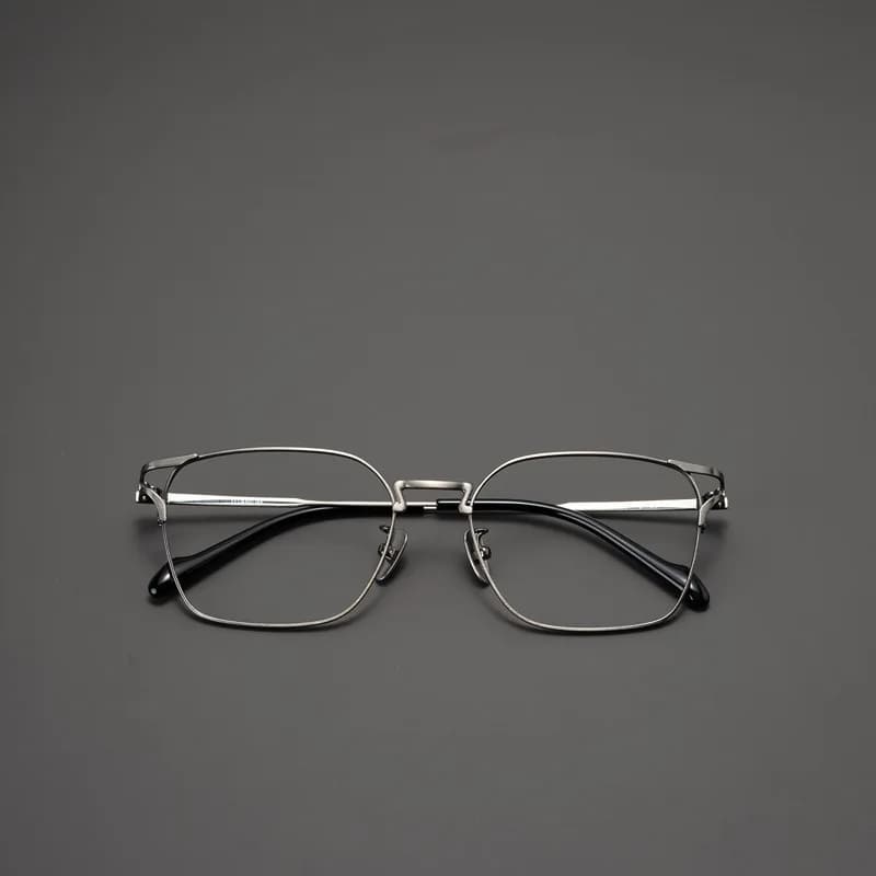 Lunettes d'affaires en titane pour hommes, monture complète géométrique XXL – Conception professionn