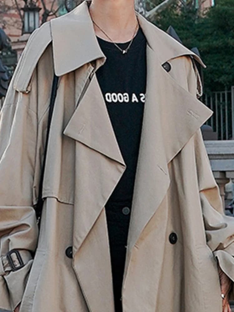 Lautaro-Manteau à double boutonnage avec ceinture pour femme, extra long, fluide, respirant, décontr