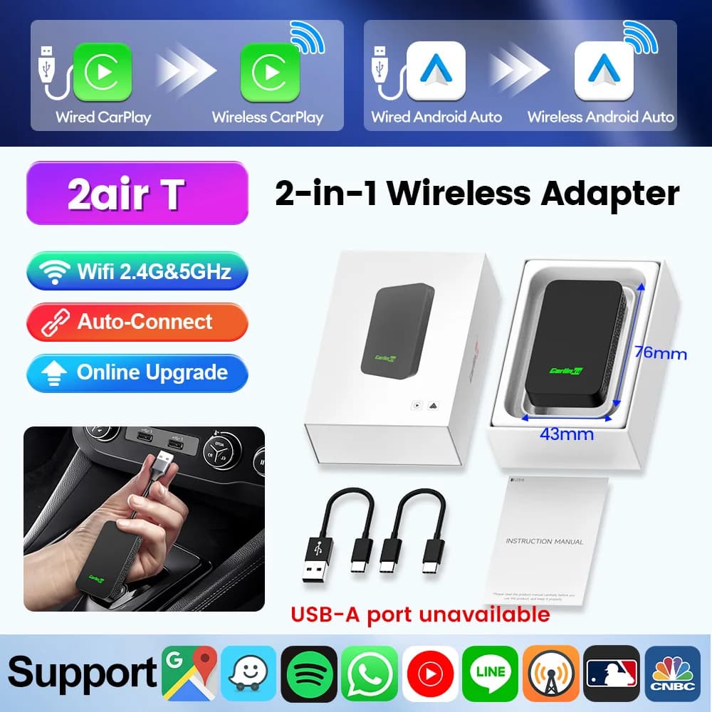 CarlinKit 5.0 & CarlinKit 4.0 sans fil CarPlay Android Auto Waze musique Spotify Auto pour Audi Golf