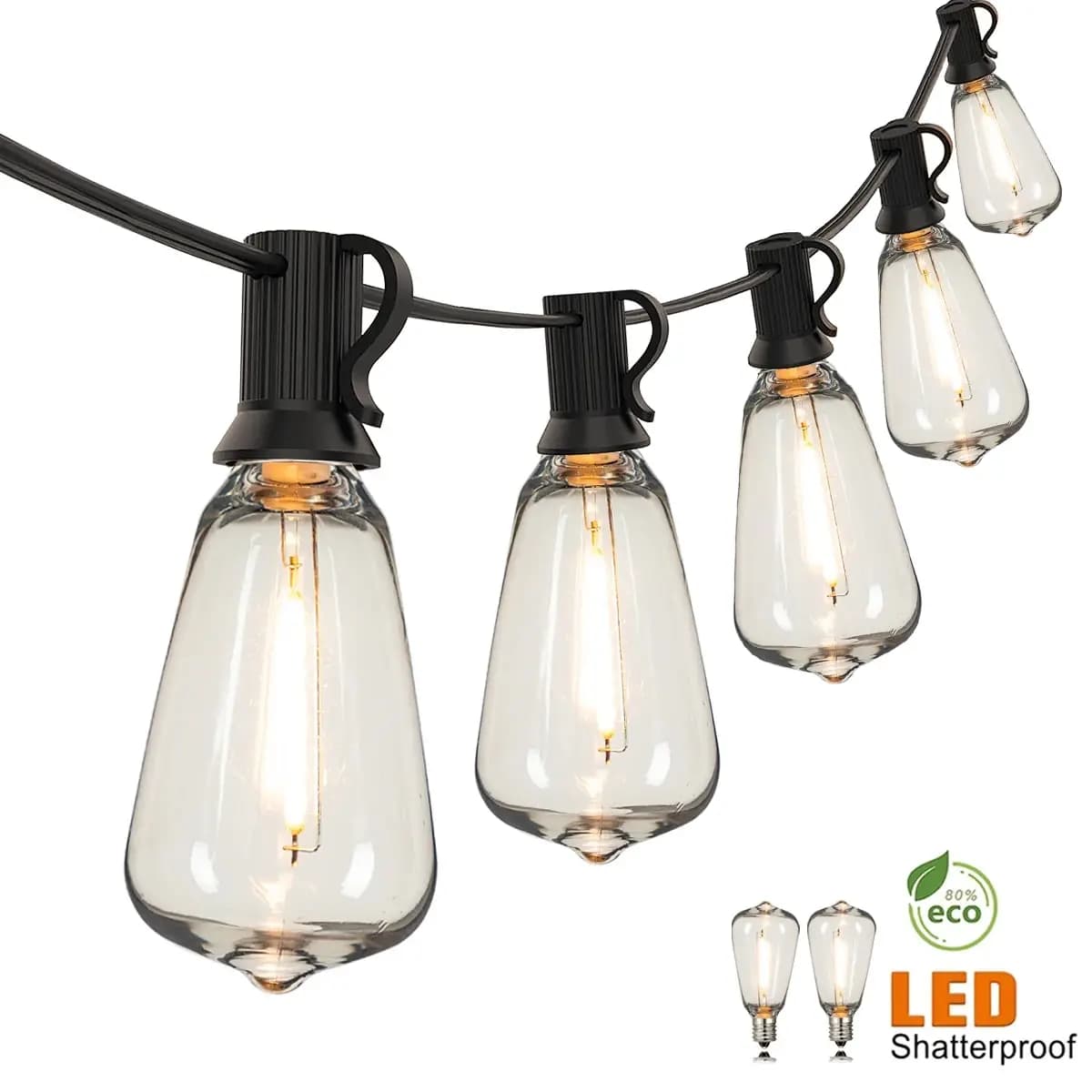 ST38-Guirxiété Lumineuse LED d'Extérieur en Plastique, Incassable et Étanche, Ampoule à Intensité Va