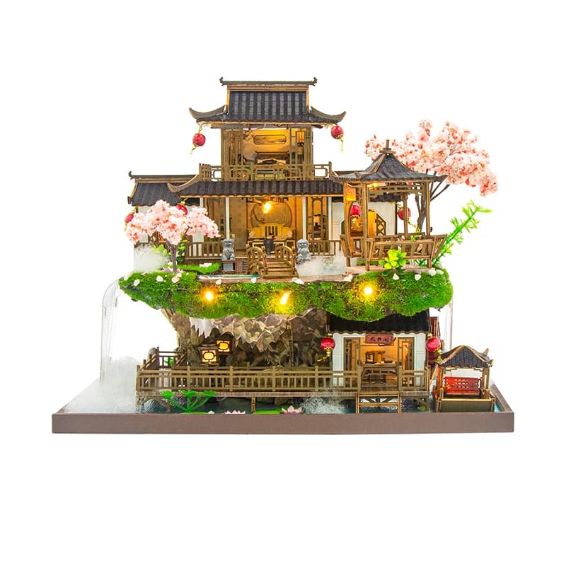 Nouveauté modèle de construction Miniature de cour Vintage-grande Villa en bois bricolage artisanat,