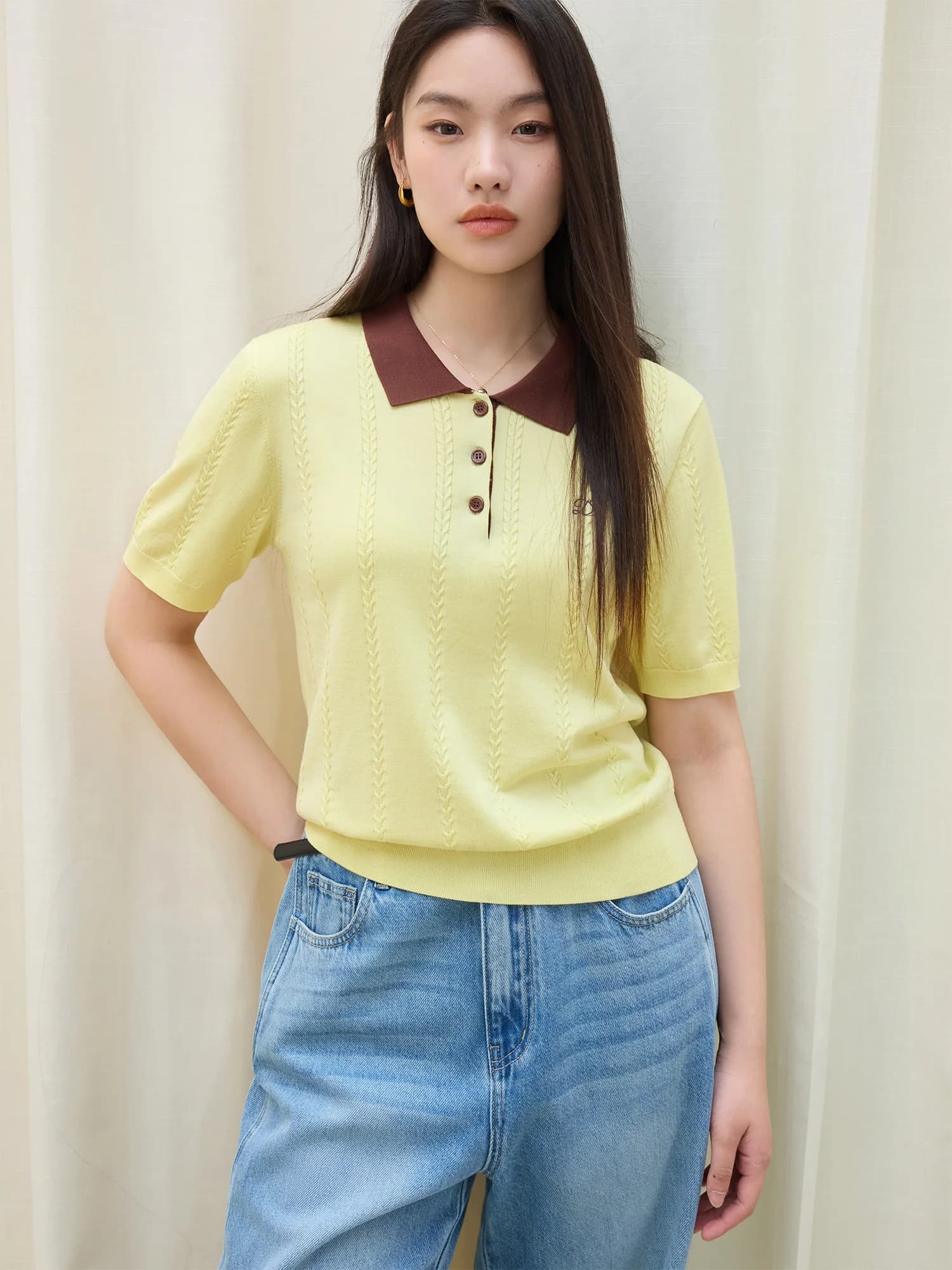 DUSHU grande taille col Polo Lyocell haut en tricot été minceur coupe bureau travail Transition frai
